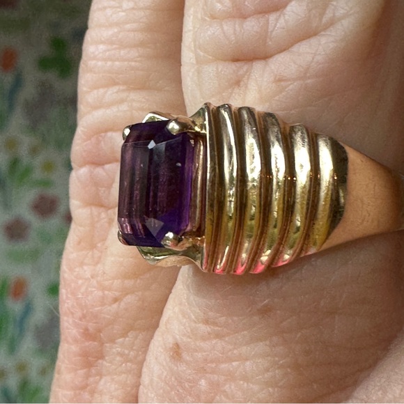Mid-century modern 14 karat amethyst ring 6.75 size - Picture 8 of 9